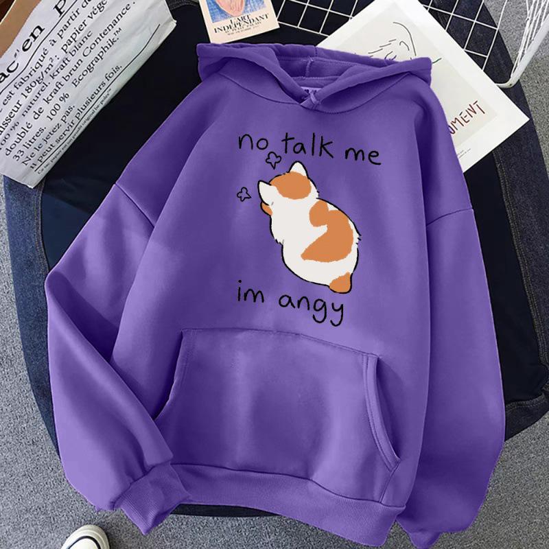 Angry Cat Print Women's Hoodie