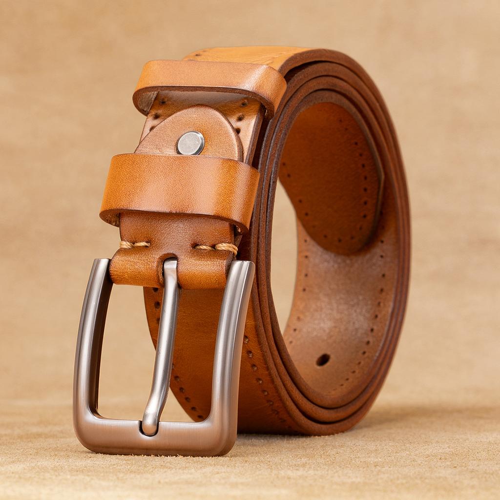 Belt Men'S First Layer Cowhide Tree Paste Leather Pin Buckle Men'S Belt Genuine Leather Retro Casual Pants With Men'S Models