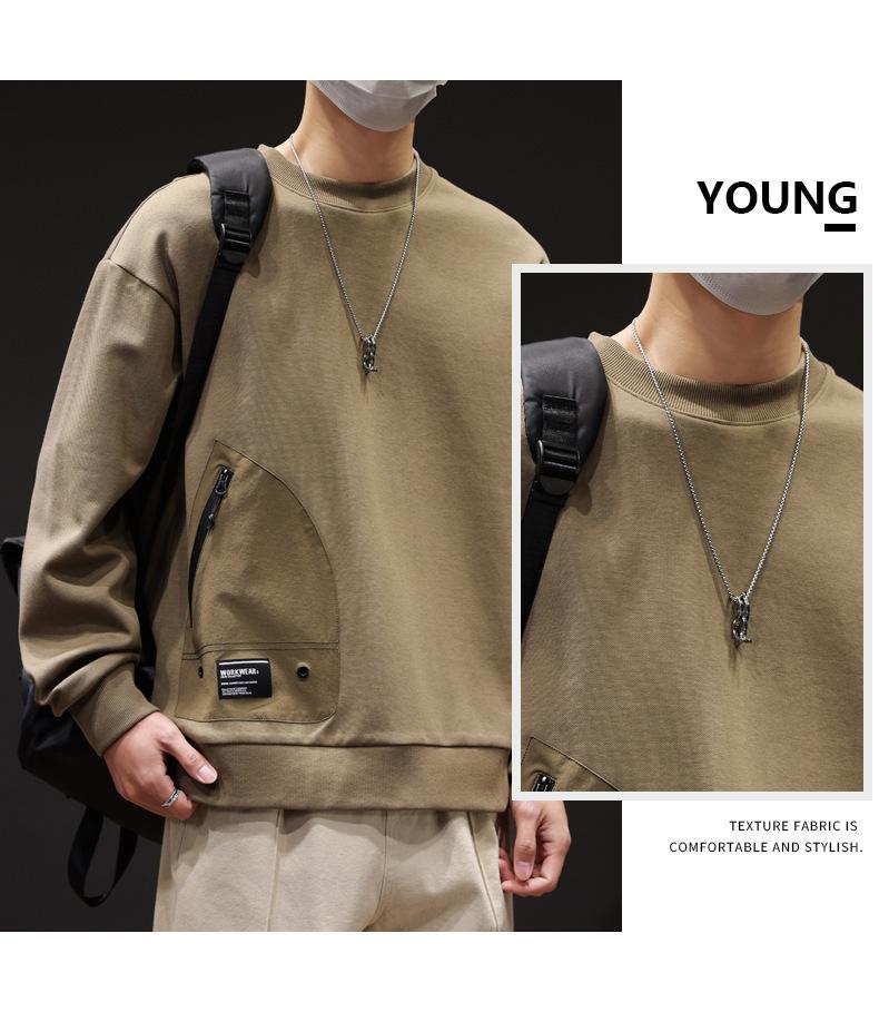 Herren Retro Locker Geschnitten Reißverschlusstasche Hoodie - Einfarbige, Vielseitige Herbst/Winter Mode