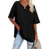 Cotton T Shirt For Women With V Neck Short Sleeve Casual Summer Top For Daily Wear