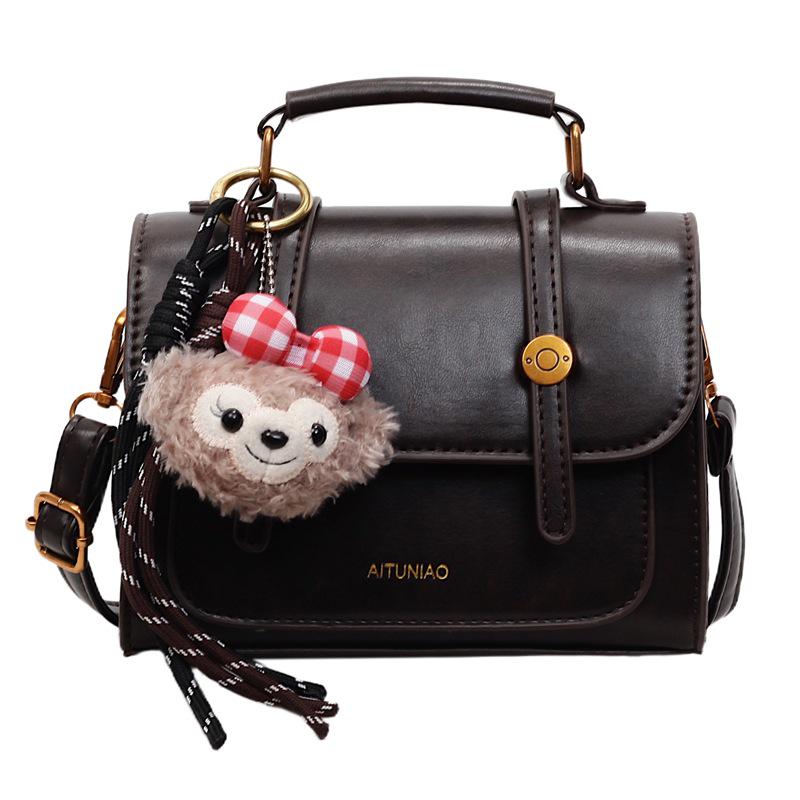 

Women s Retro High-End Small Square Crossbody Bag - Fashionable, Versatile, and Super Hot Handheld Design Without Pendant кавовий