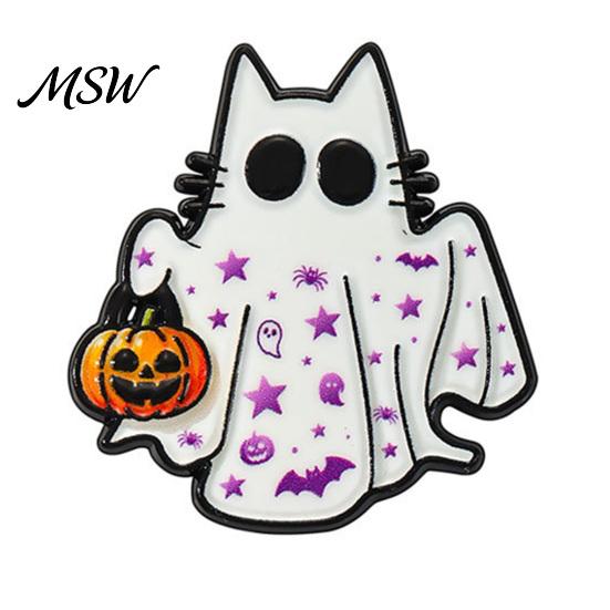 Halloween Jewelry Accessory Cartoon Ghost Enamel Brooch, Spooky Metal Lapel Pin, Brooch Sweater Cardigan Coat Suit Scarf Decor, Men Women Clothing