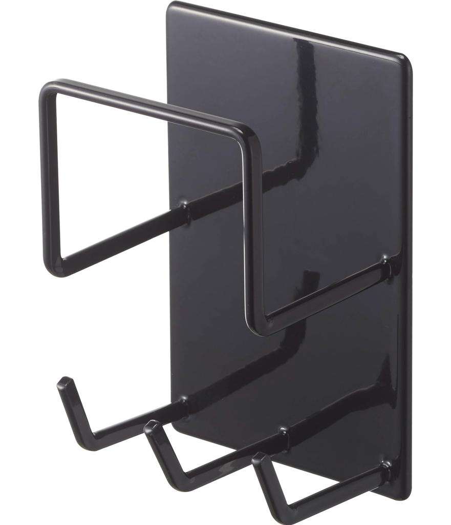 Yamazaki Magnetischer Badezimmer-Reinigungsgerät-Halter, Schwarz, Ca.. B8 x T6 x H12cm, Turm-Badezimmerregal, Aufbewahrung für Badreinigung, 4977