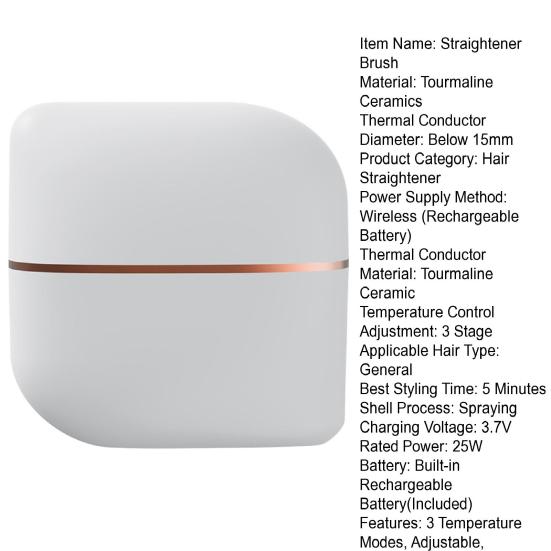 Mini Haarglätterbürste 3 Temperaturmodi Einstellbar Wiederaufladbar Tragbar Reise Leichtgewicht Schnell Aufheizend Heißkamm Elektrische Haarstylingbürste