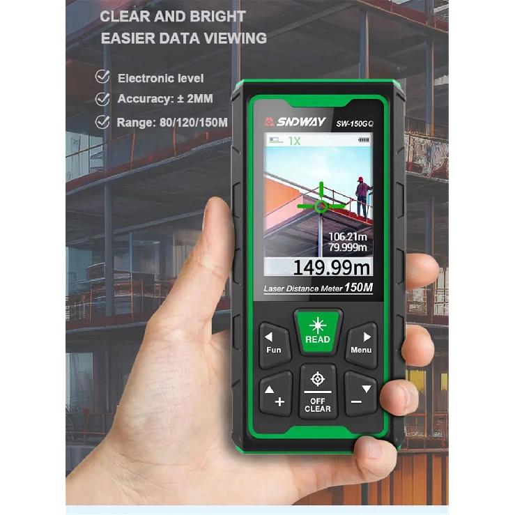 SNDWAY Digital Rangefinder Bluetooth Laser Distance Meter 4X Zoom Green Laser Tape Measure Range Finder