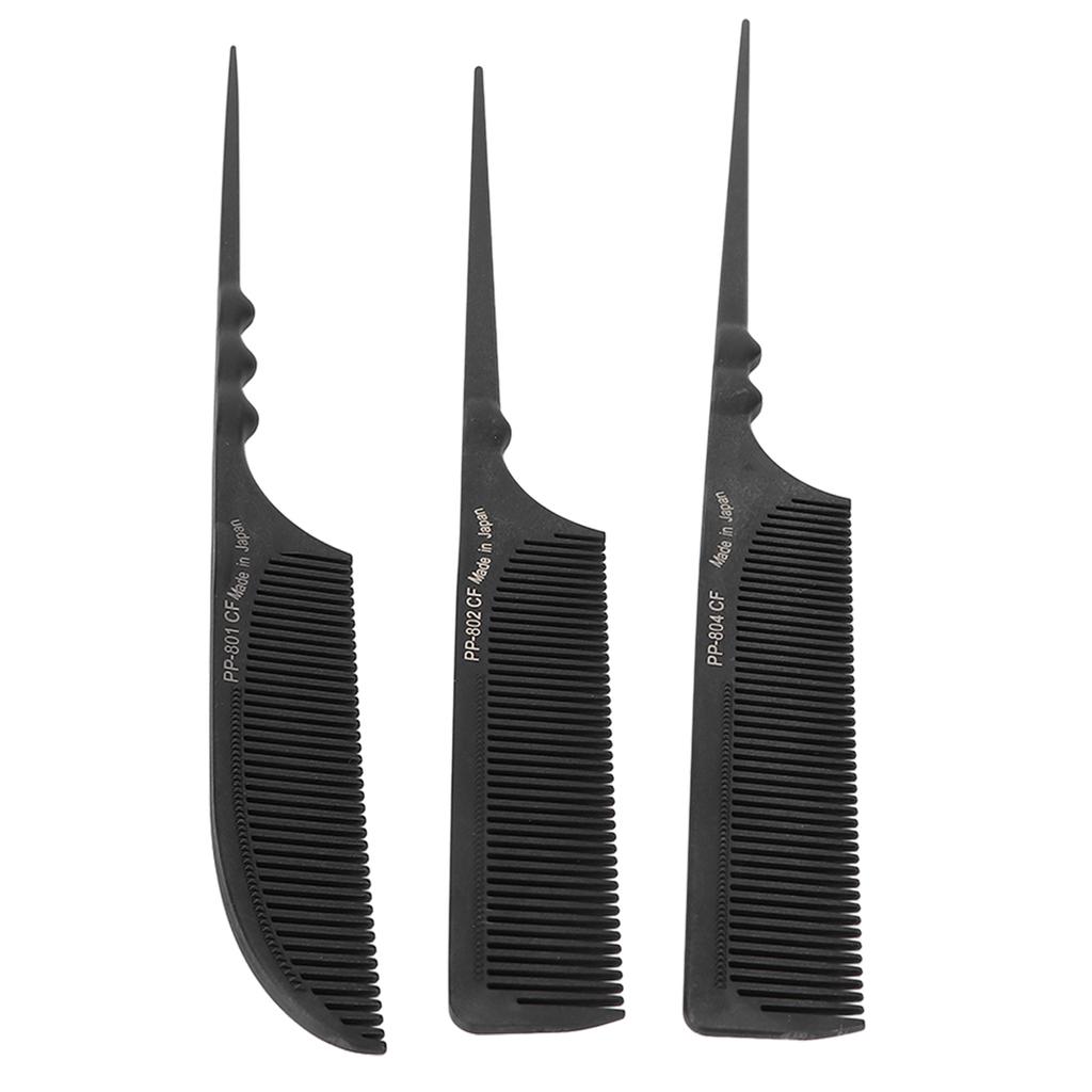 Tail Comb Professional Grade Heat Resistant Hairdressing Styling Salon Combs for All Hair Types Blac