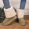 Autumn and winter fashion new thick-soled round head fluffy flanged short boots velvet warm versatile warm snow boots