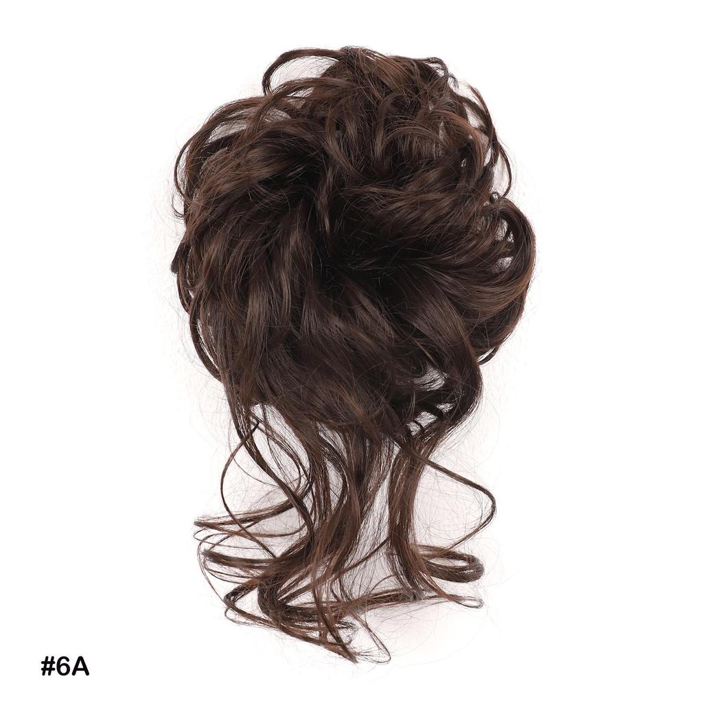Synthetic Curly Messy Bun Elastic Hair Tie With Long Tendrils Fluffy Chignon Hairpiece For Women Cosplay Daily Hairstyle
