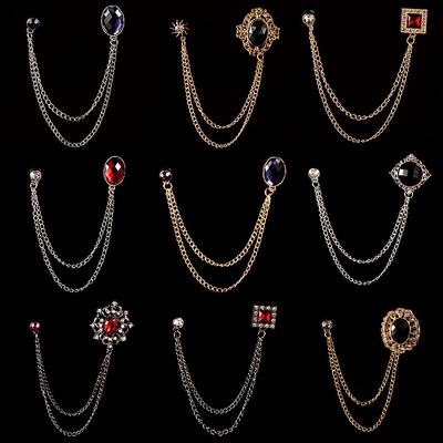 Winter Fashion Ruby Sweater Chain Brooch, Temperament Elegant Reception Event Clothing Versatile Corsage