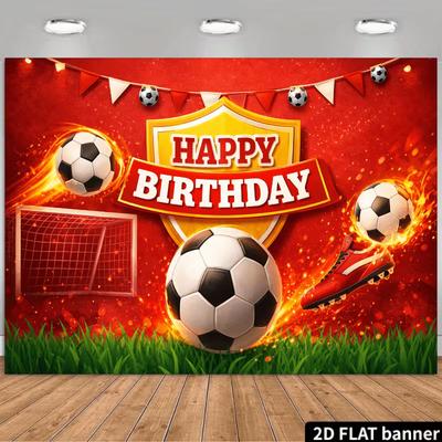 2D Feuereffekt Fußball Thema Geburtstag Hintergrund Fußballschuh Fahne Jungen Fotokabine Hintergrund