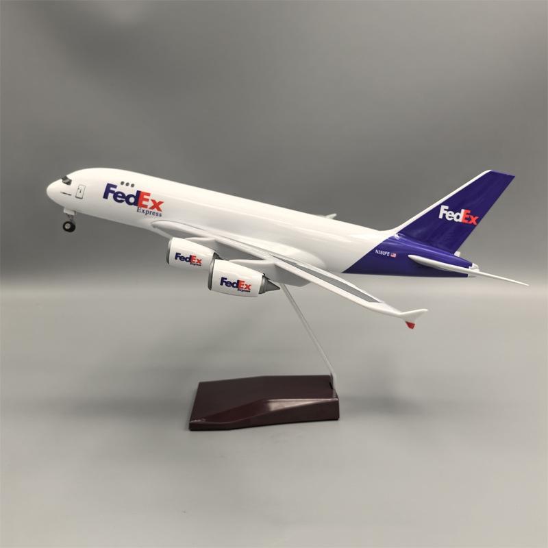 

A380 1/160 Scale 47cm Model Aircraft FedEx Cargo Airways With Landing Gear and Wheels Diecast Resin Airplane Souvenir Ornament No light