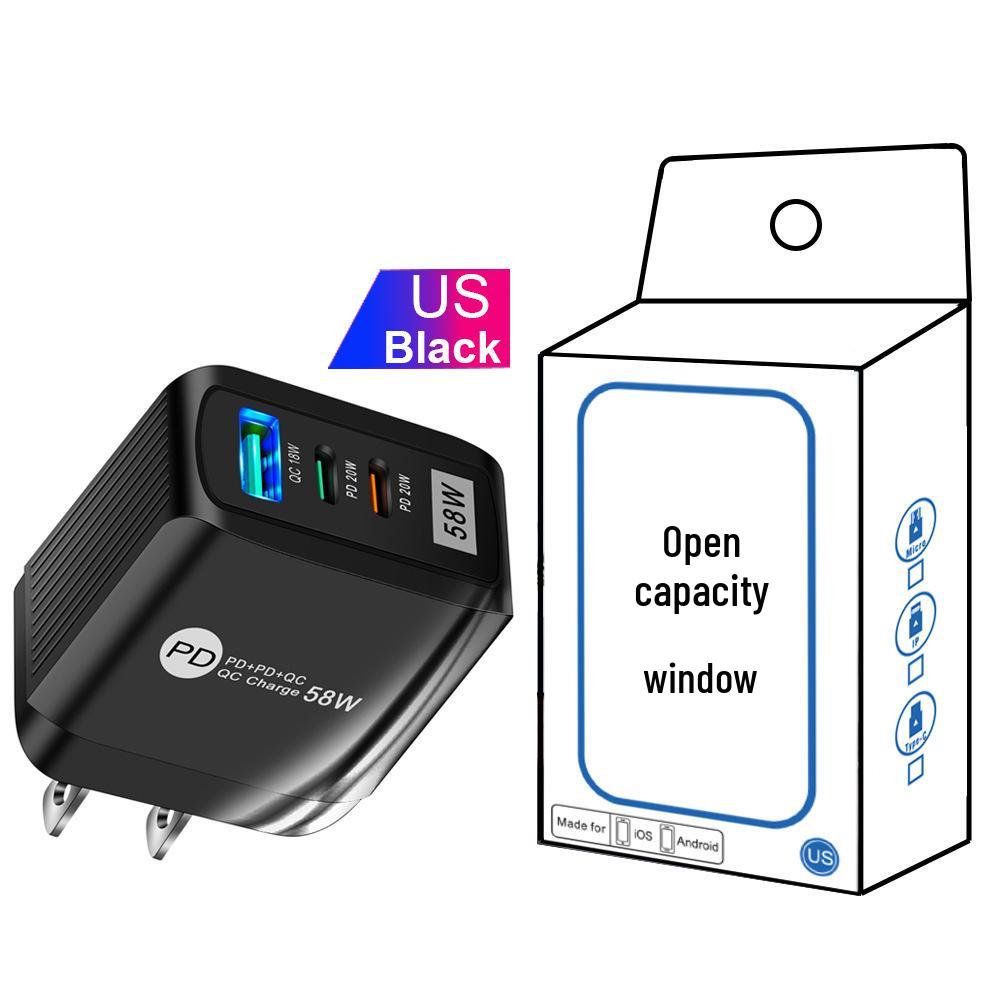 58W Dual Fast Charger with 2PD + QC3.0 - Compatible with EU, US, UK, KR, AU Standards