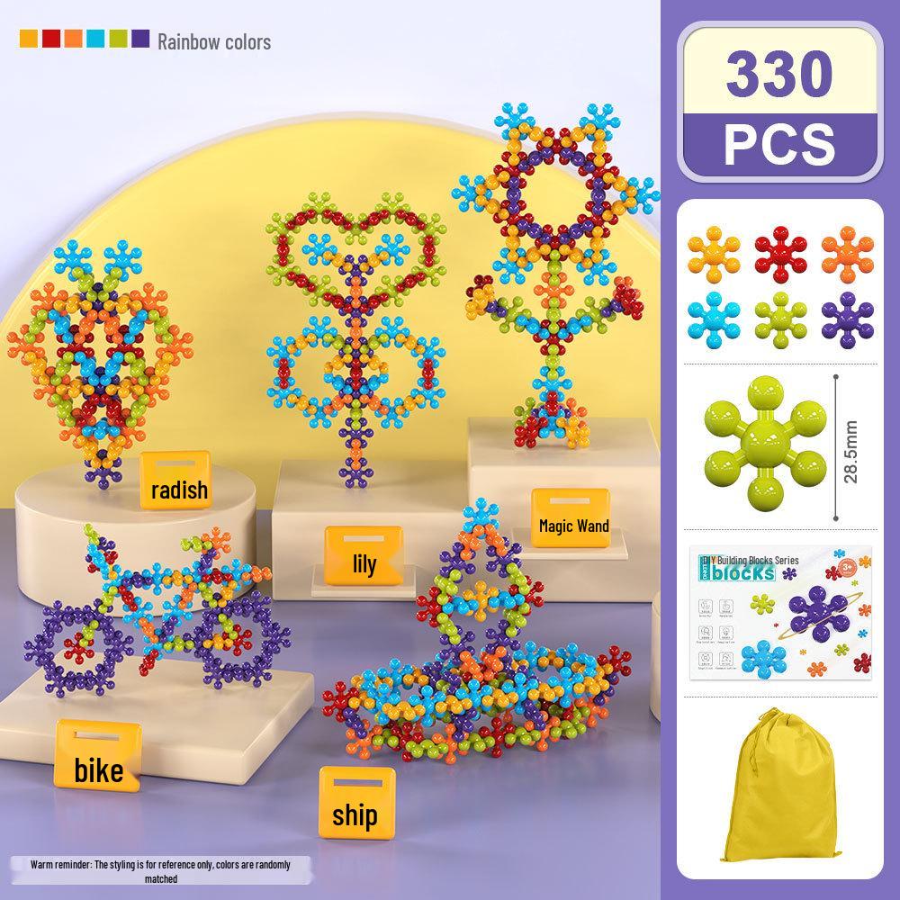 3D Stereo Plum Blossom Building Blocks – Rotating Snowflake Interlocking Educational Toys for Children