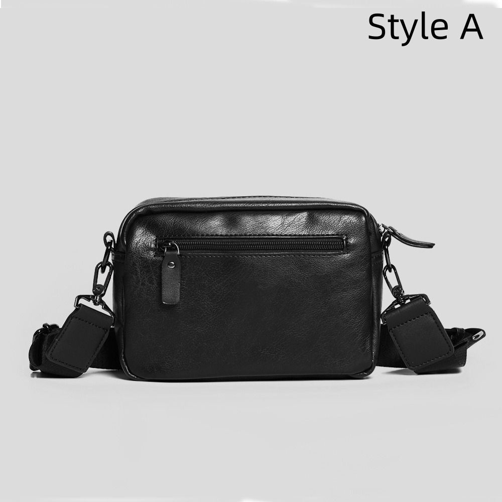 PU Shoulder Bag Men Casual Mobile Phone Bag Textured Leather Crossbody Bag Men  Street Wear