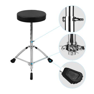 Tabouret de batterie rond rembourré universel avec pieds en acier inoxydable à double renfort antidérapant 5