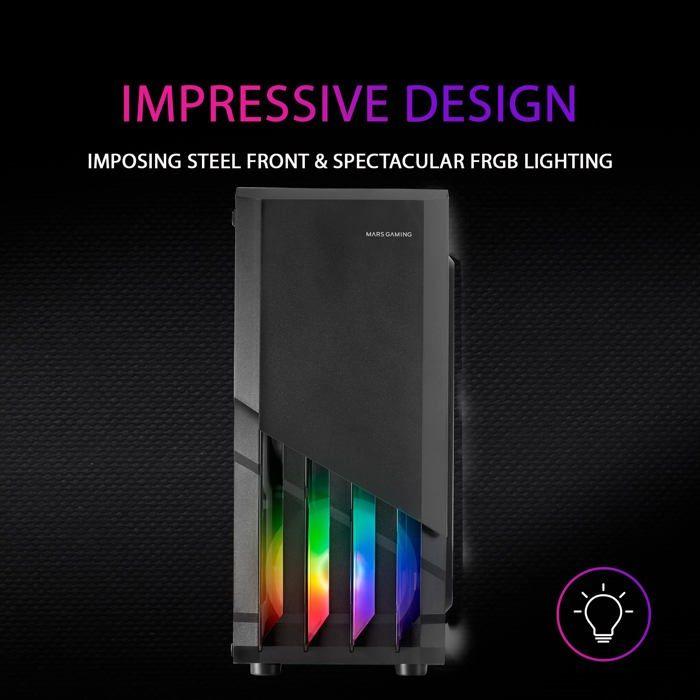 Boîtier ATX - Mars Gaming - MC-X2 - Noir - Acier - 2 Ventilateurs 12cm FRGB