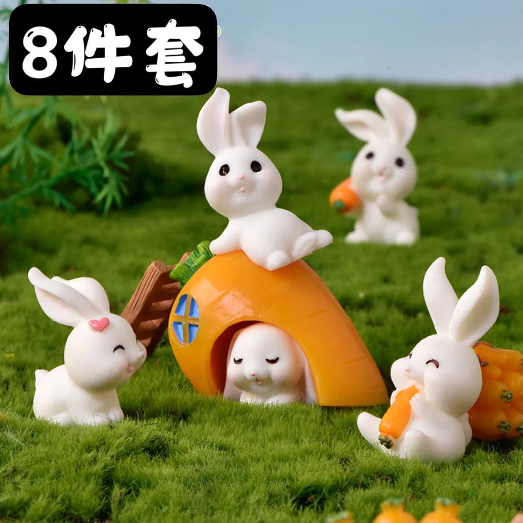 2025 Wielkanoc Słodkie Króliki Zajączek Marchewka Miniaturowa Figurka DIY Krajobraz Ozdoba Domowa Doniczkowa Dekoracja Ciasta Zwierzęce Akcesoria