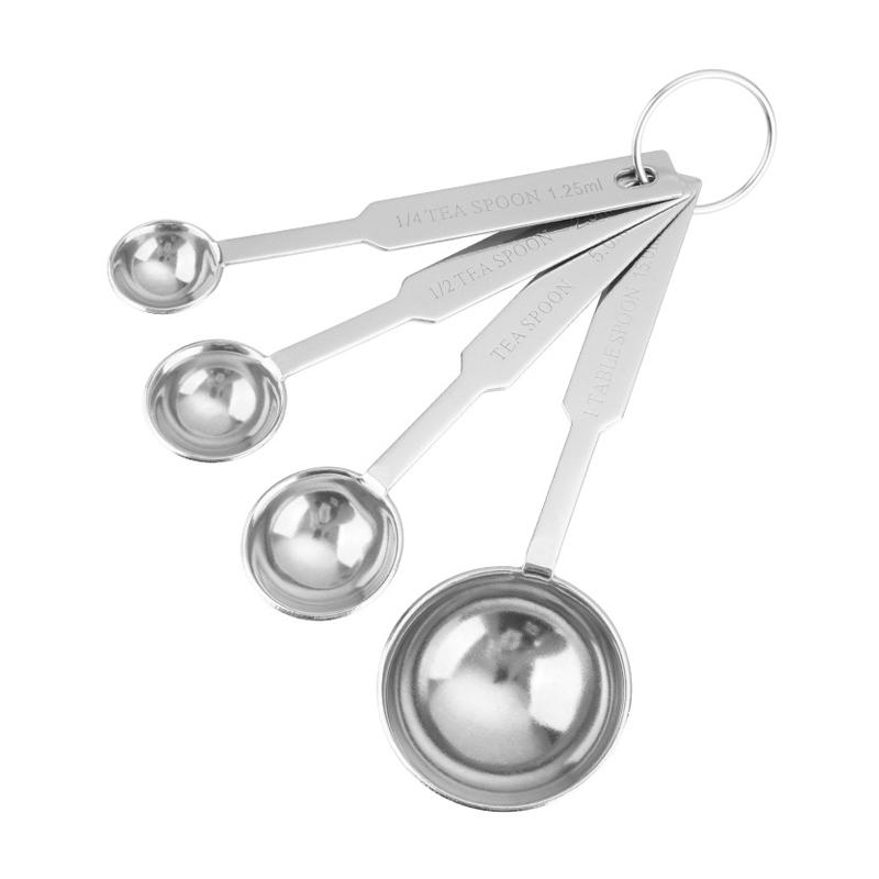 4Pcs Stainless Steel Measuring Spoons Set Tablespoon with Metric and UK Measurement Measure Spoon for Baking Liquid Solid Powder