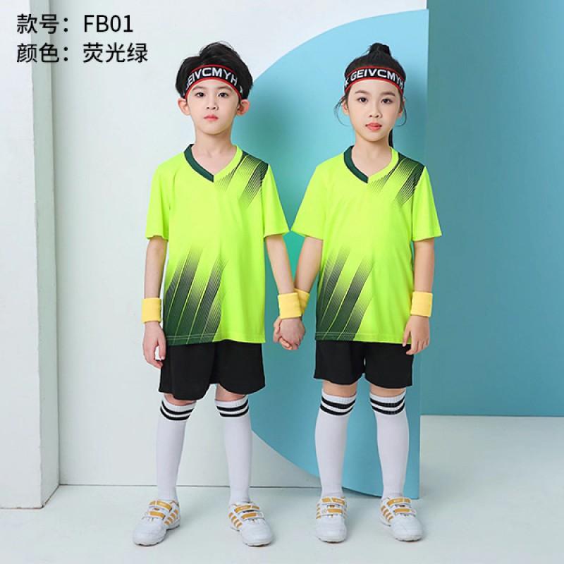 Kids Soccer Uniform Set Gradient Print Performance Jersey Short Sleeve Kit Training Match