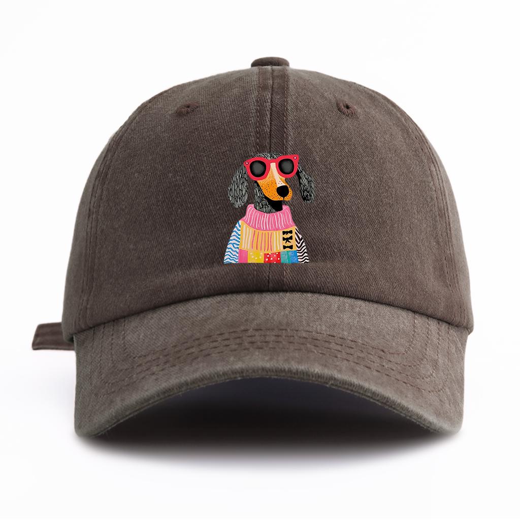 Pc DOG Print Washed Baseball Cap for AdultsMinimalist Retro Style Casual Soft Adjustable Dad HatPerfect As Gift