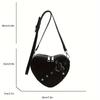 Mini Valentine's Day Heart Shaped Shoulder Bag, Solid Color Zipper Crossbody Wallet For Women, Punk Style Handbag