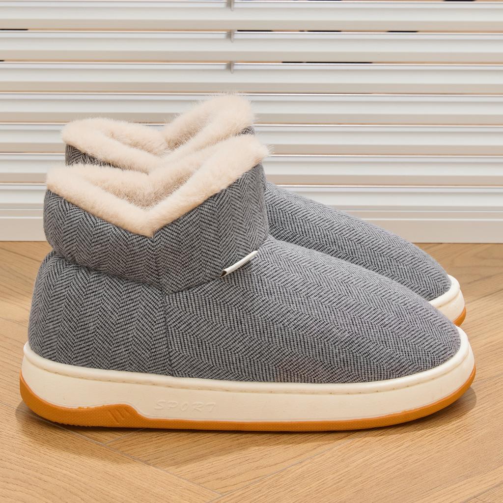 Winter Women Cotton Slippers Plush Warm Thick Bottom Slides Breathable Soft Non-slip Slippers Indoor Outdoor Men Casual Slippers