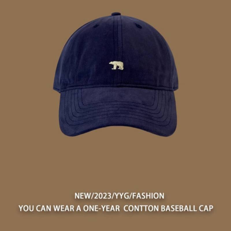 Arctic Bear Embroidered Cotton Baseball Cap With Adjustable Fit For Casual Wear