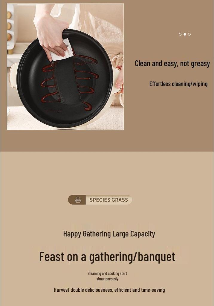Multi-Functional Electric Cooker: All-in-One Pot for Hot Pot, Stir-Fry, Rice Cooking, Frying, Grilling, and Steaming.