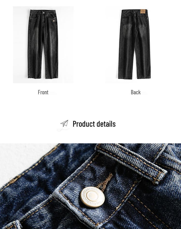 2025 Autumn Men's Blue Straight-Leg Loose Jeans, Fleece-Lined, Plus Size, American Retro Style, Thickened for Warmth.