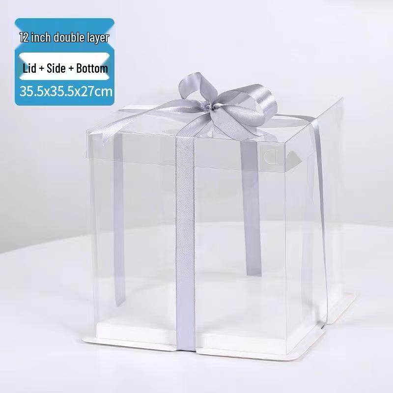 Klare doppellagige Geburtstagskuchenbox - Mehrere Größen: 4, 6, 8, 10, 12 Zoll