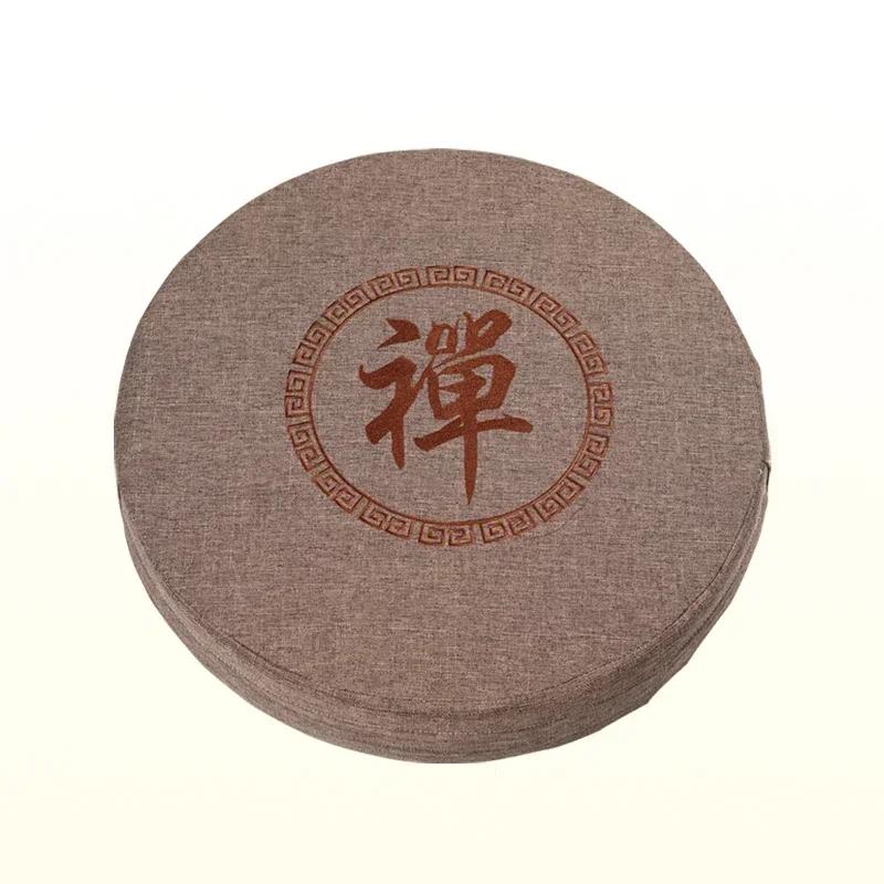 Rundes Futon-Kissen Meditationsmatte Heimtextil Baumwolle und Leinen gestickt Tatami Yogamatte Daze Meditation Anbetung Buddha-Kissen