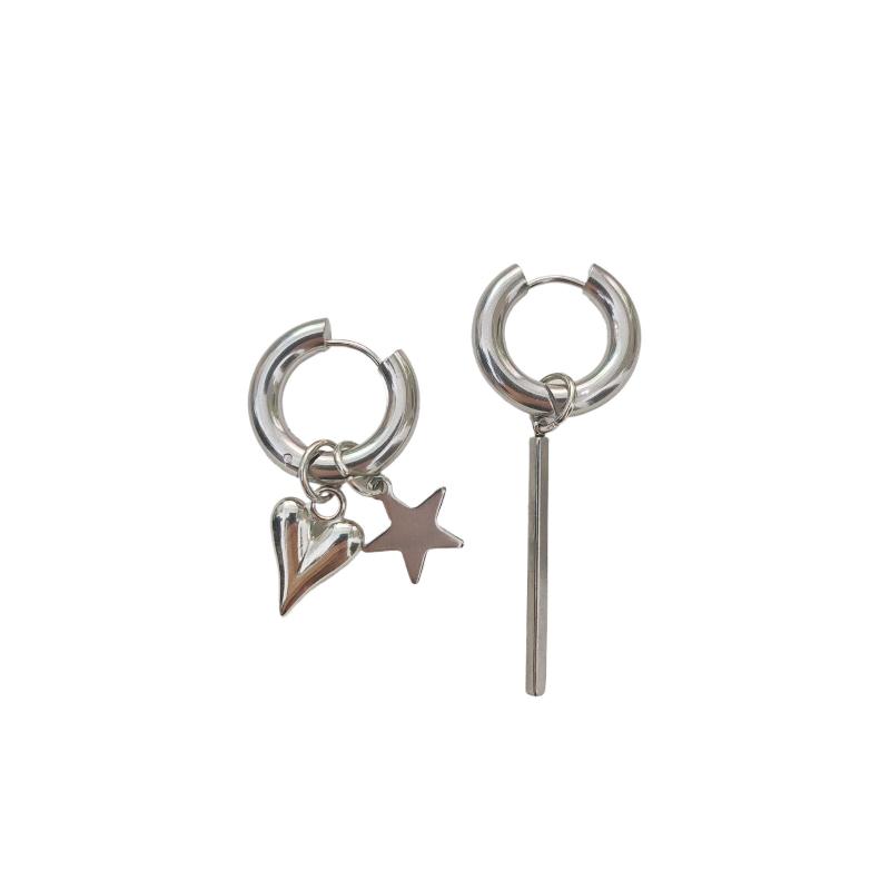 Punk Lange Herz Stern Anhänger Ohrringe Für Frauen Einfache Mode Geometrisch Kreisförmige Ohr Schnalle Neuer Trendiger Schmuck Geschenk