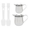 2pcs Stainless Steel 2 Ounce & 3 Ounce Bell Shaped Creamer for Coffee Shop / Restaurant / Bakery with 2 Spoons
