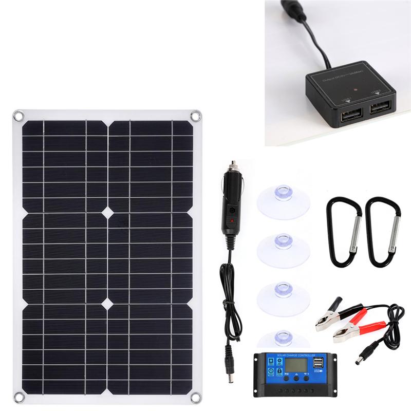Solar Panel Kit Car Battery Charging 100W12V Panel  Single/Dual USB Port Off Grid  Module With 60A Charge Controller
