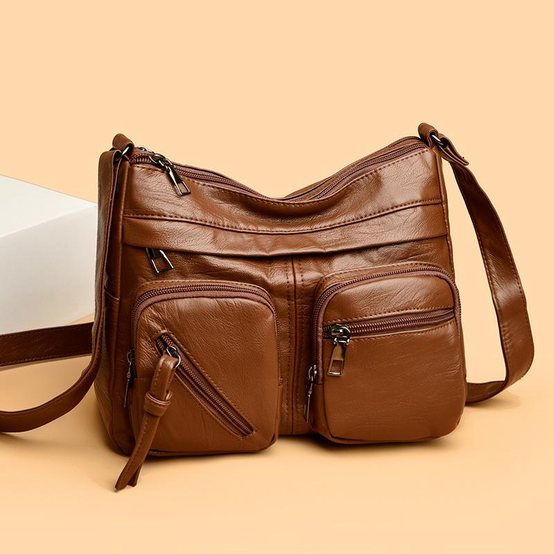 Vintage Shoulder Bag Multi-zipper Mother Bag