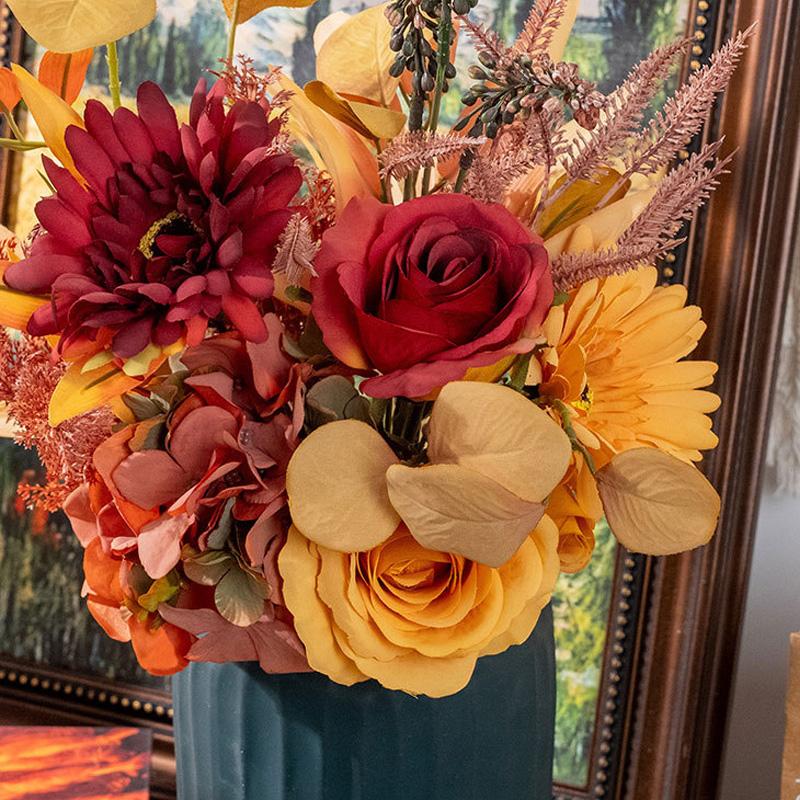 1 bunch Fake Flower INS Style Autumn Color Tabletop Decoration Artificial Flowers Wedding Party Flower Arrangement Silk Bouquet