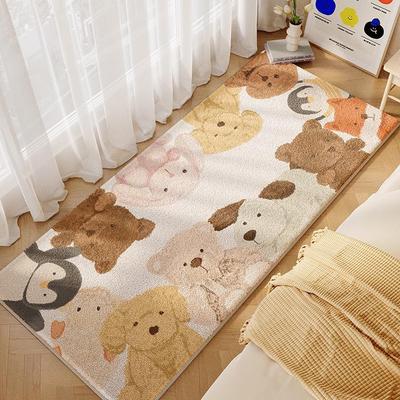 Cartoon Non-Slip Dirt-Resistant Coffee Table Rug & Cool Imitation Cashmere Blanket for Bedroom & Living Room