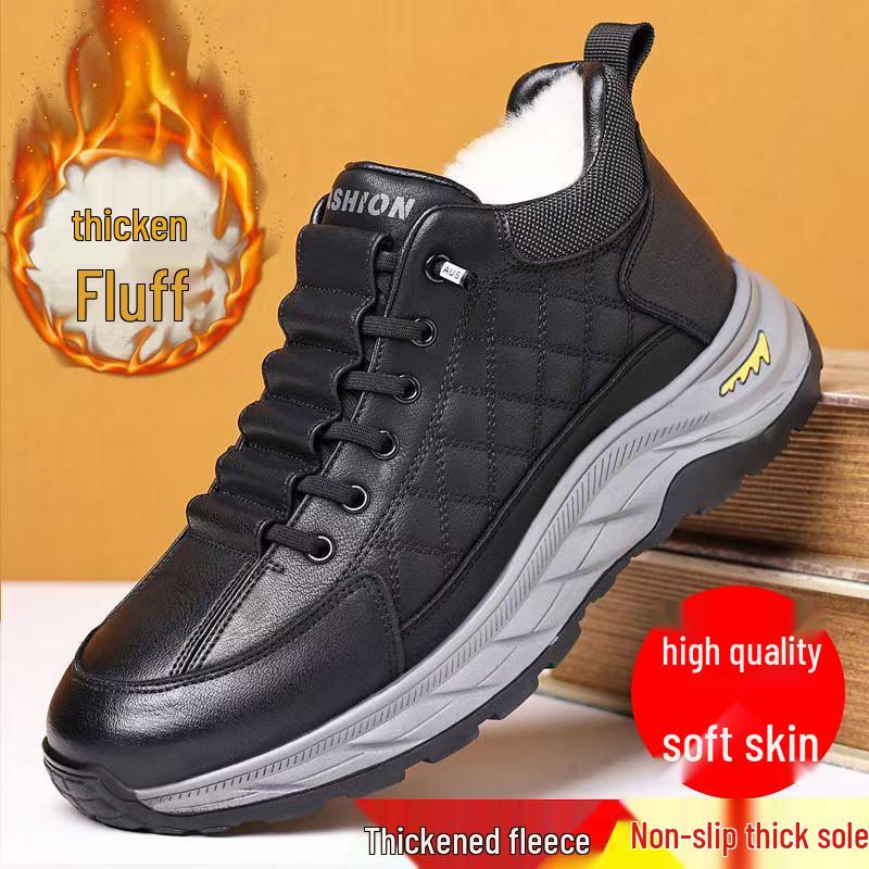 

Men s Thick-Soled Cotton Snow Boots: Crocodile Pattern Winter Sneakers with Velvet Lining 42