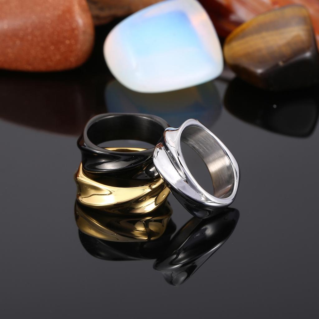 Irregular Geometric Men's Ring High Quality Stainless Steel Jewelry 3 Colors Popular High Street Accessories
