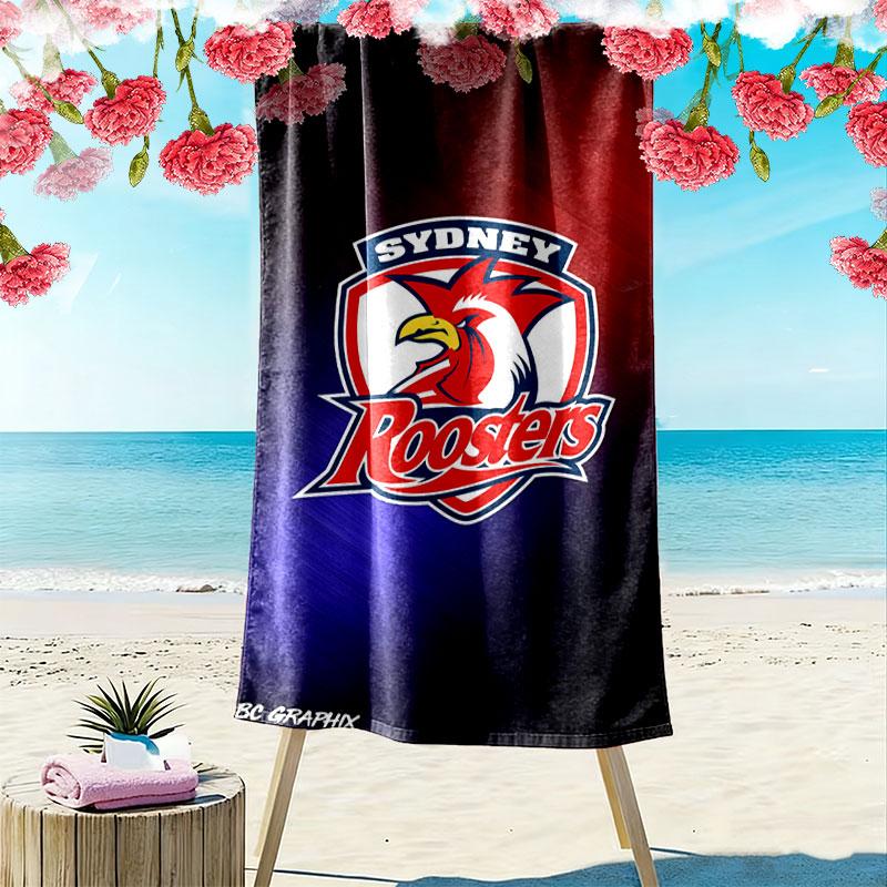 Sydney Roosters Roar Print Beach Towel, Large Soft Quick Dry Towel for Beach Camping Swimming