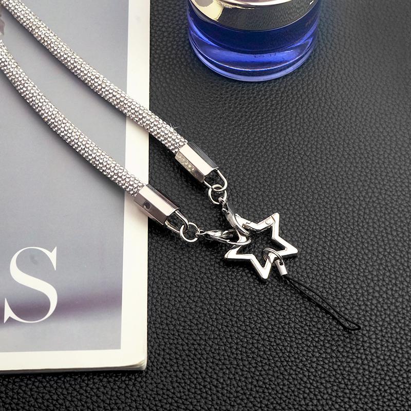 1 szt. 70CM Sznurek do telefonu Luksusowy brokatowy sznurek z cyrkoniami i kryształkami Anti-lost Wiszący na szyi kryształowy pasek na nadgarstek do telefonu komórkowego