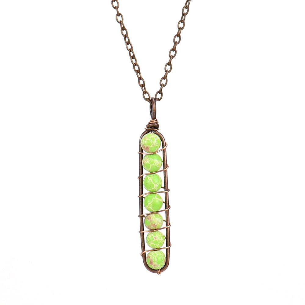 Vintage Hand-Wound Colorful Beaded Crystal Amethyst U-Shaped Pendant Necklace N121