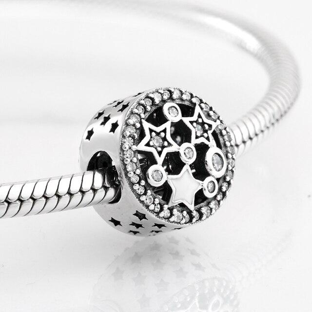 Voguish Stylish Sterling Color Dramatic White Enamel Heart Golden Beads Fit Original Charm Wrist Bracelet Jewelry MakingFashion Charm