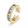 Elegant Minimalist Rainbow Open Ring For Women Adjustable Stylish Copper Fashion Accessory