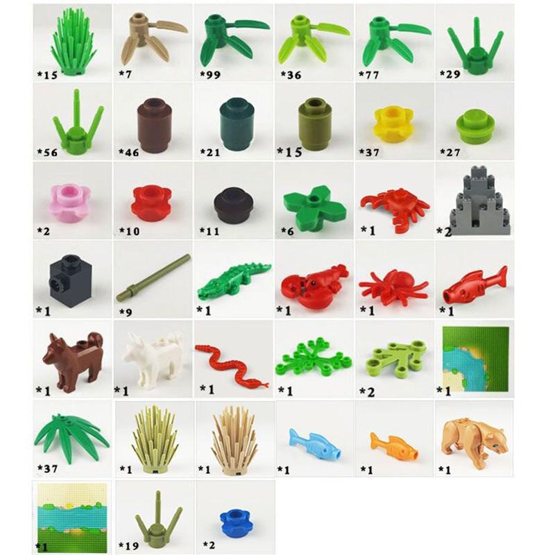 580 stuks Jungle Scène Bouwstenen Set, Tropisch Regenwoud DIY Kit met Basisplaat, Compatibele Stenen voor Kinderen