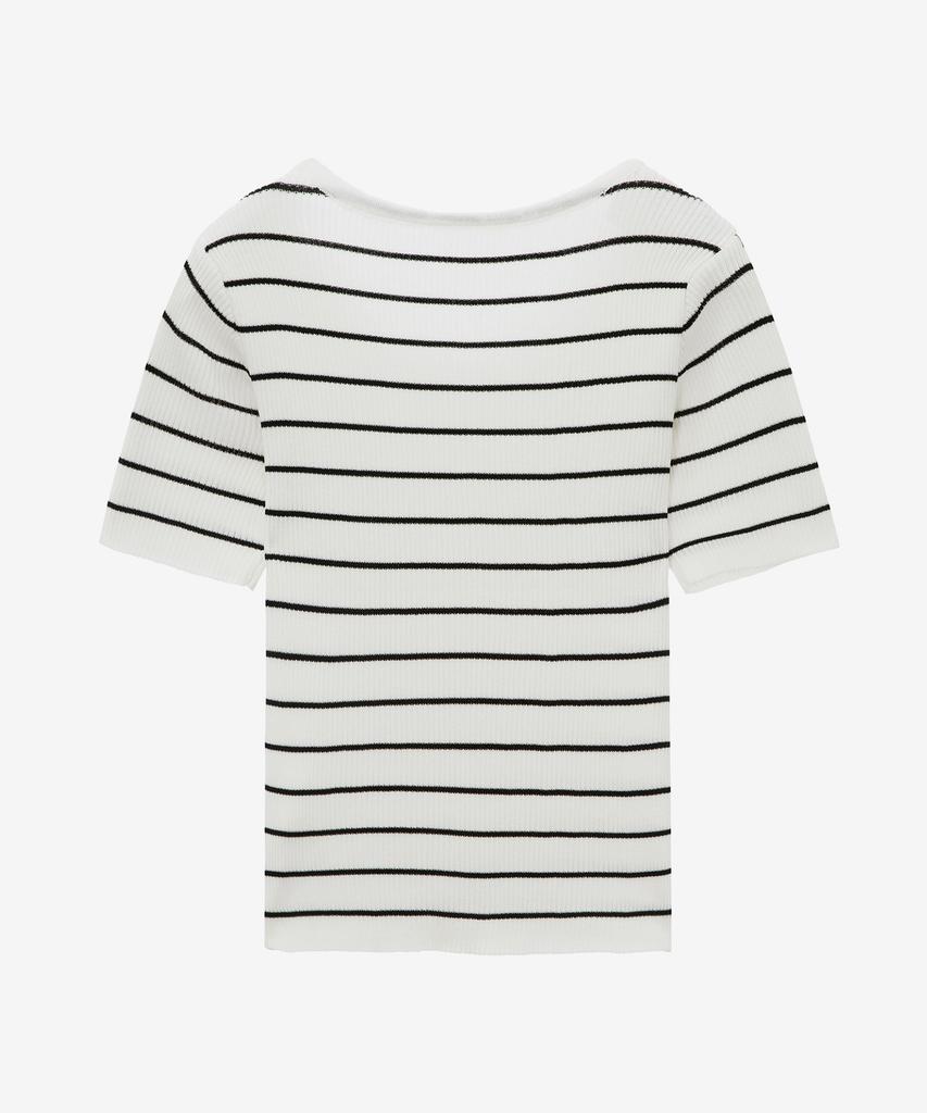 MIND BRIDGE WOMEN [[On]W] U-Neck Striped Slim Fit Knit - 4 Colors