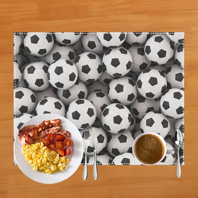 Fußballfeld Druck Platzset für Esstisch Leinen Tischgeschirr Matte Kaffeetassenuntersetzer Esstischmatten Küchenzubehör