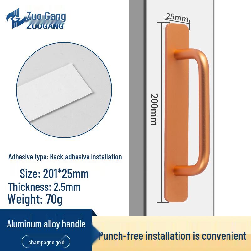 Stål Punchfri Aluminiumlegering Skyvedørhåndtak for Kjøkkenskap og Balkonger