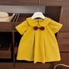 Summer Girls Casual Dresses Short Sleeved Dress with Baby Bow Collar Girls Dress Kids Dresses for Girls Kids Clothes
