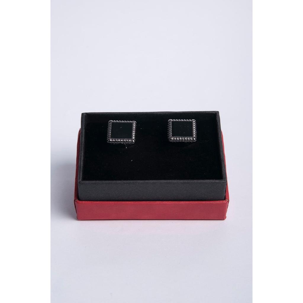 Square Shaped Cufflink With Shiny Black Stones